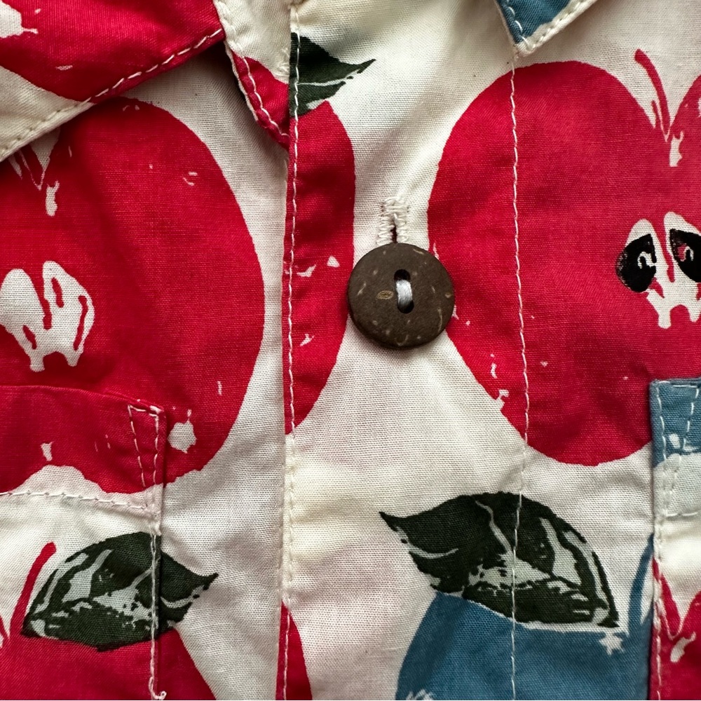Blue Rooster Collection Red and Blue Apple Print Shirt Size 8 - Picture 10 of 11